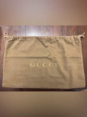Gucci Brown Canvas Drawstring Dust Bag with Gold Logo
